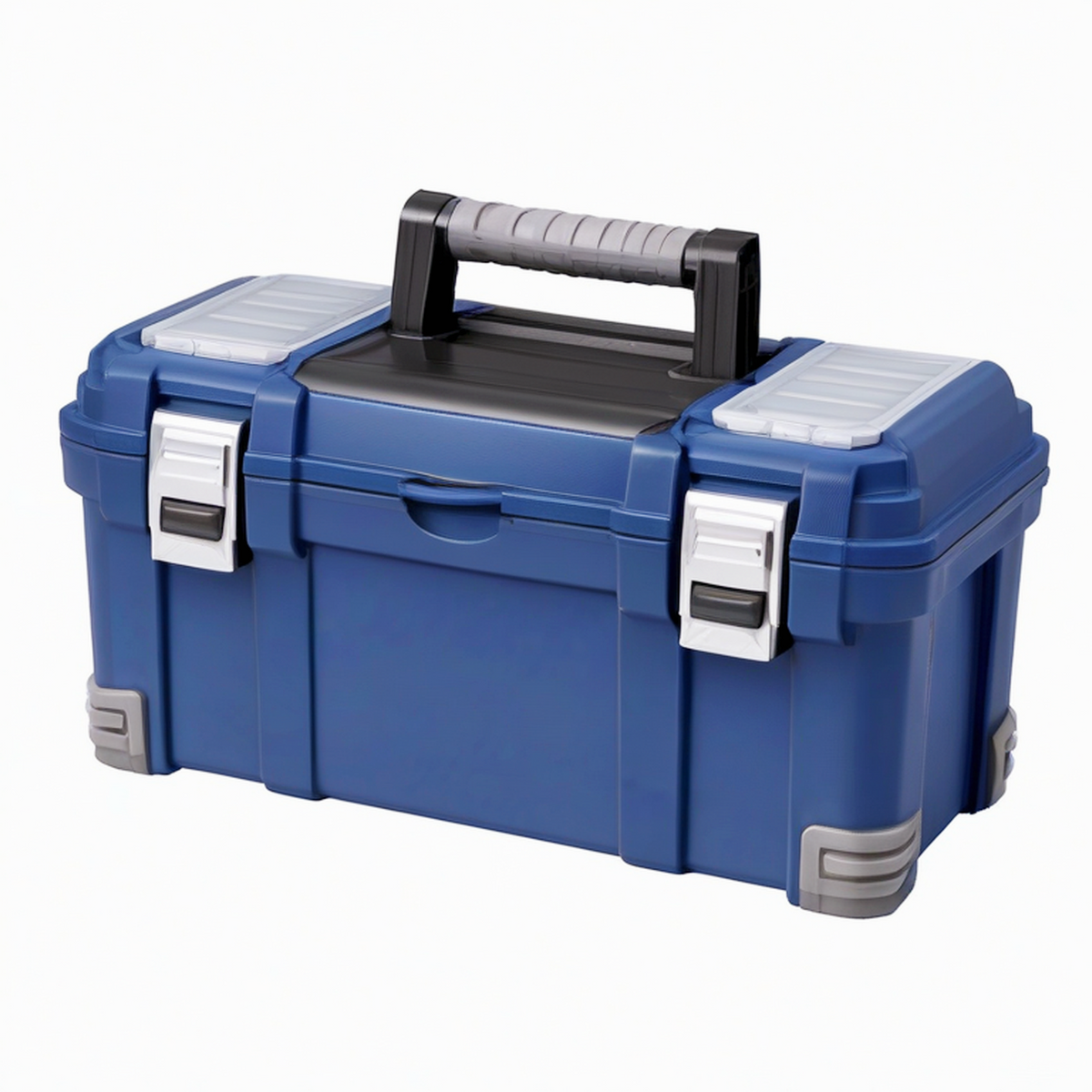 Boîte à outils 50 x 25 x 25 cm en plastique bleu avec poignée et compartiments
