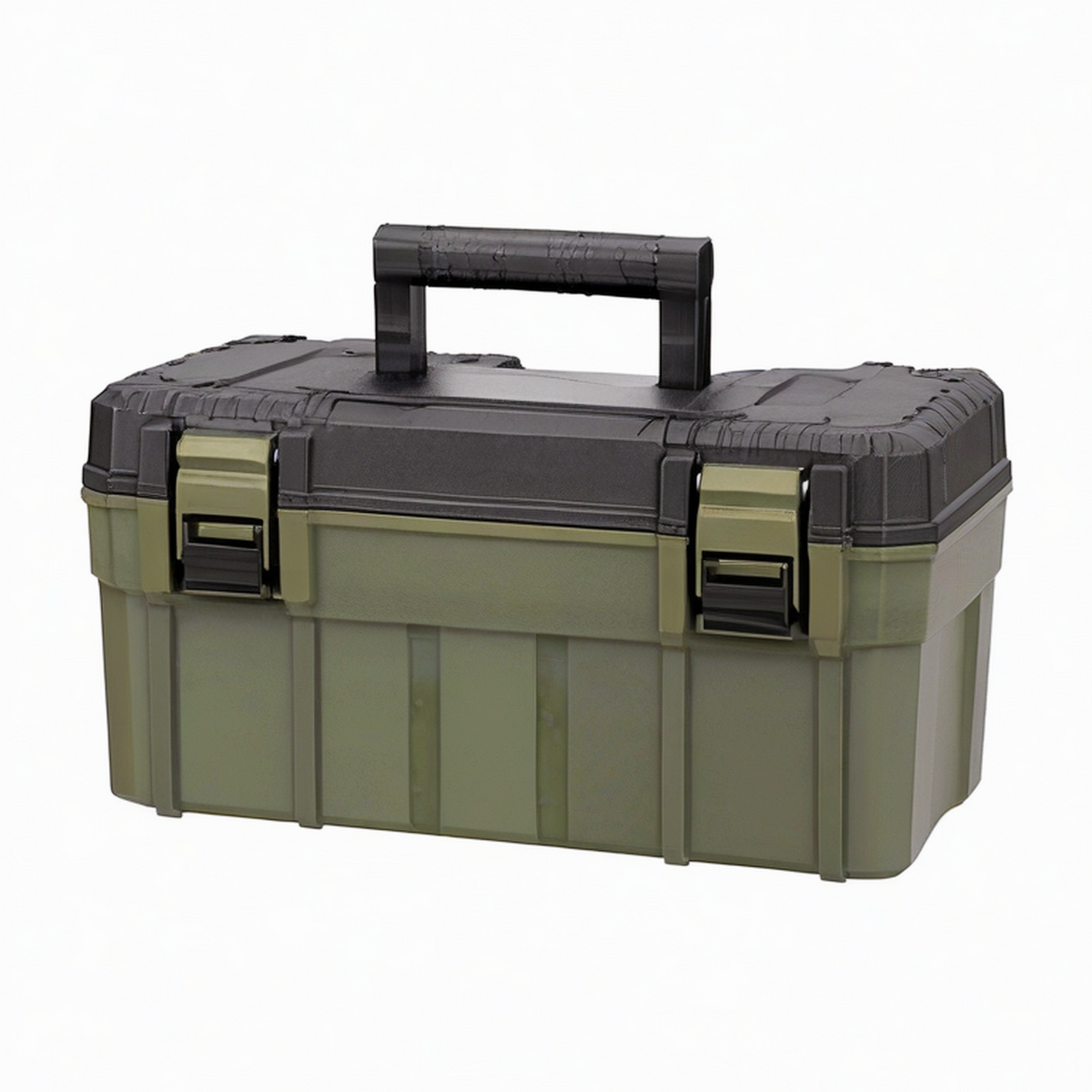 Boîte à outils 50 x 25 x 25 cm en plastique vert et noir portable à double fermeture