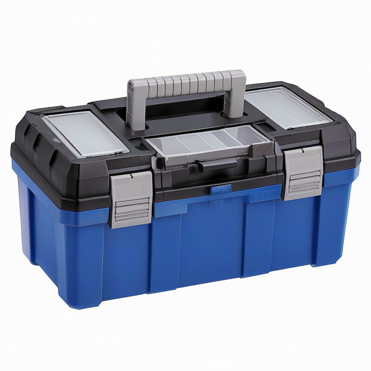Boîte à outils 50 x 30 x 25 cm en plastique bleu noir avec organiseurs et poignée