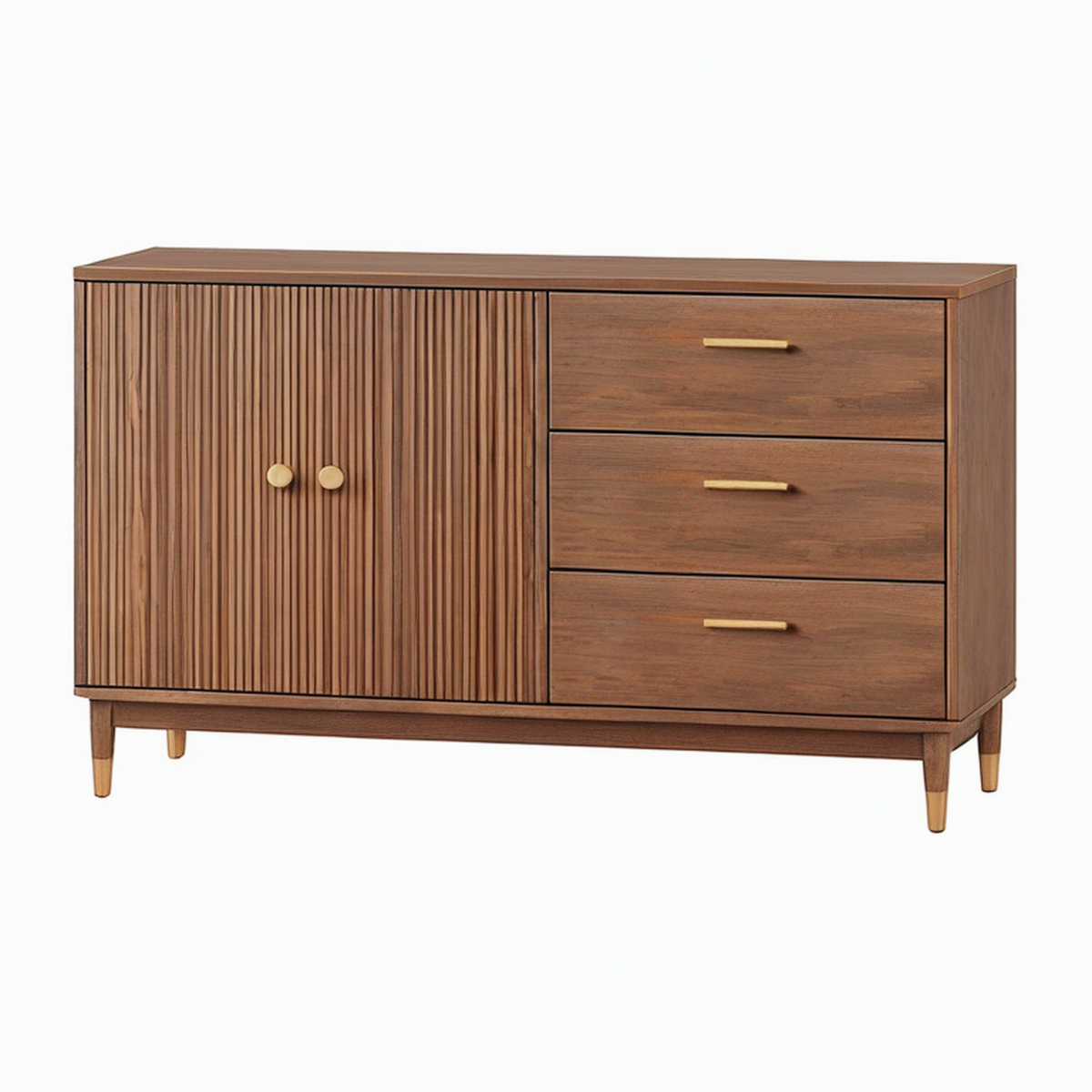 Buffet 160 x 45 x 90 cm en bois marron à 3 tiroirs et 2 portes style moderne