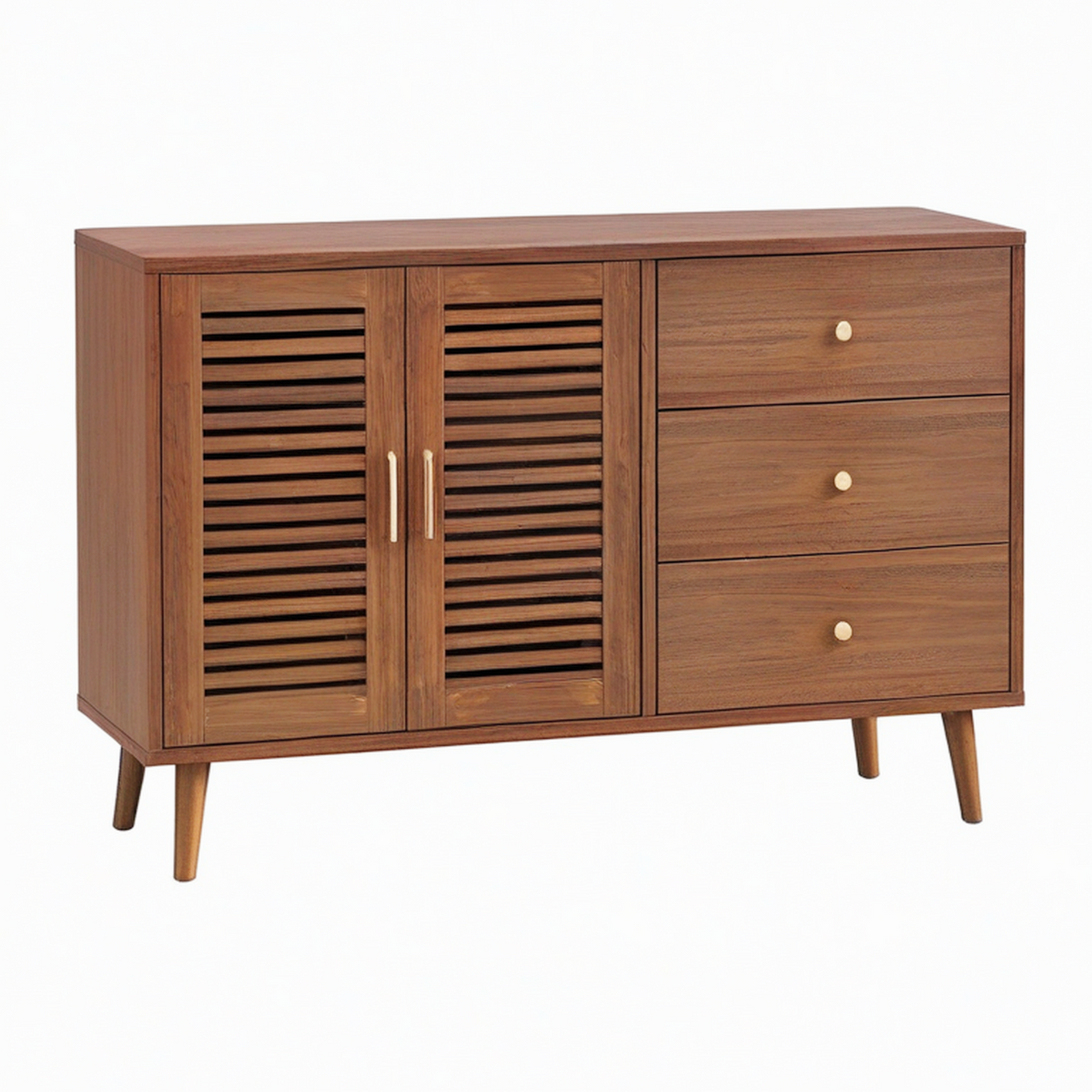 Buffet 120 x 40 x 85 cm en bois marron avec 3 tiroirs et 2 portes style rétro