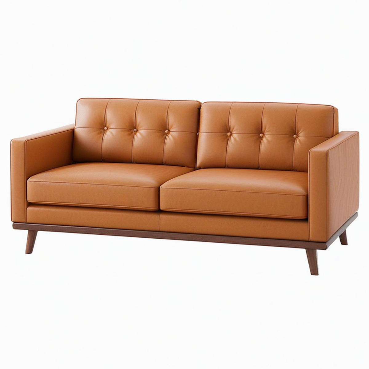 Canapé 2 places 170 x 85 x 82 cm aspect cuir camel capitonné style moderne
