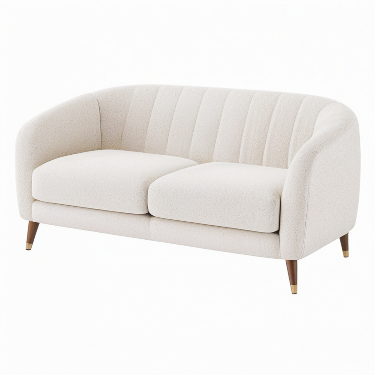 Canapé 2 places 160 cm tissu bouclette beige style contemporain