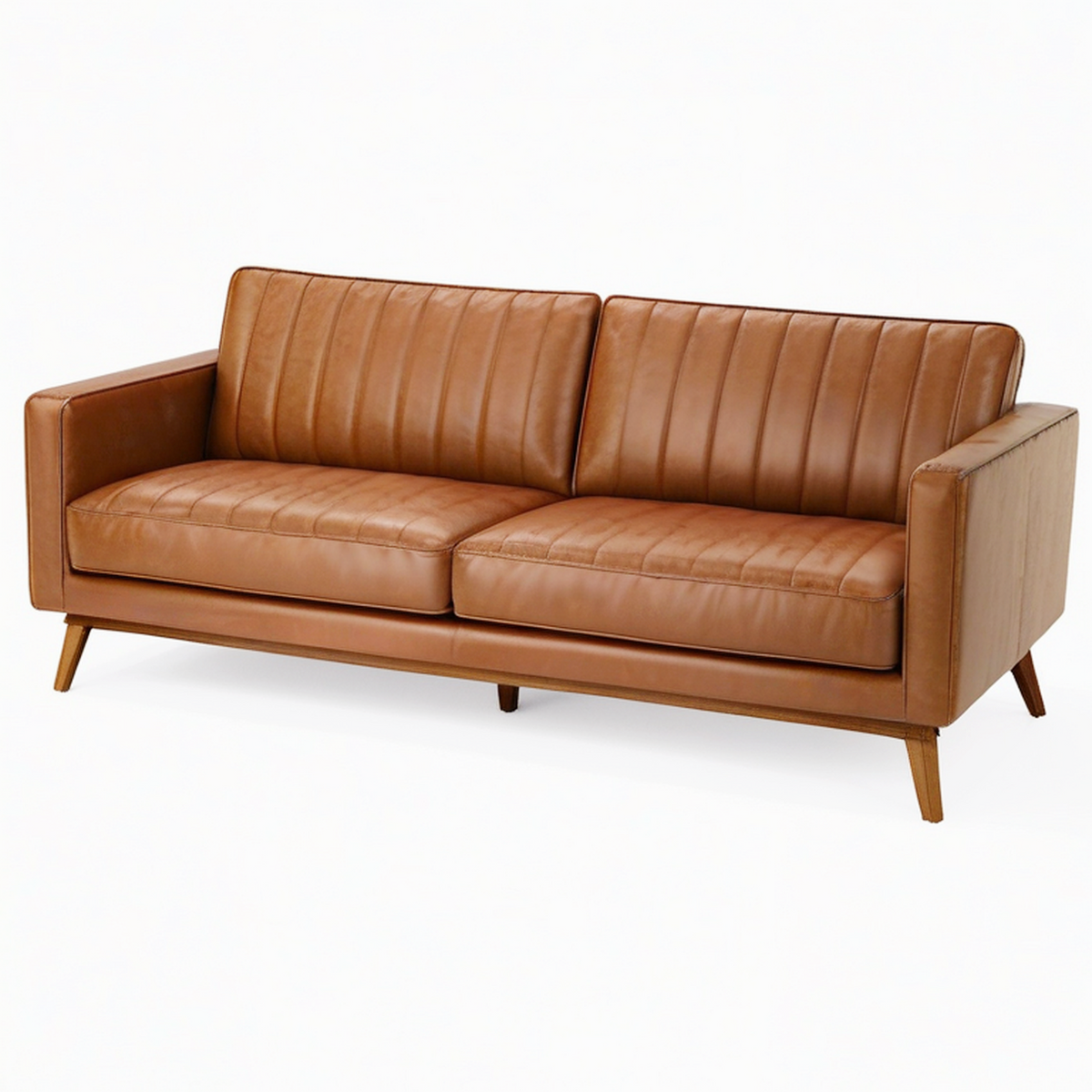 Canapé 2 places 180 x 85 x 85 cm aspect cuir marron style contemporain