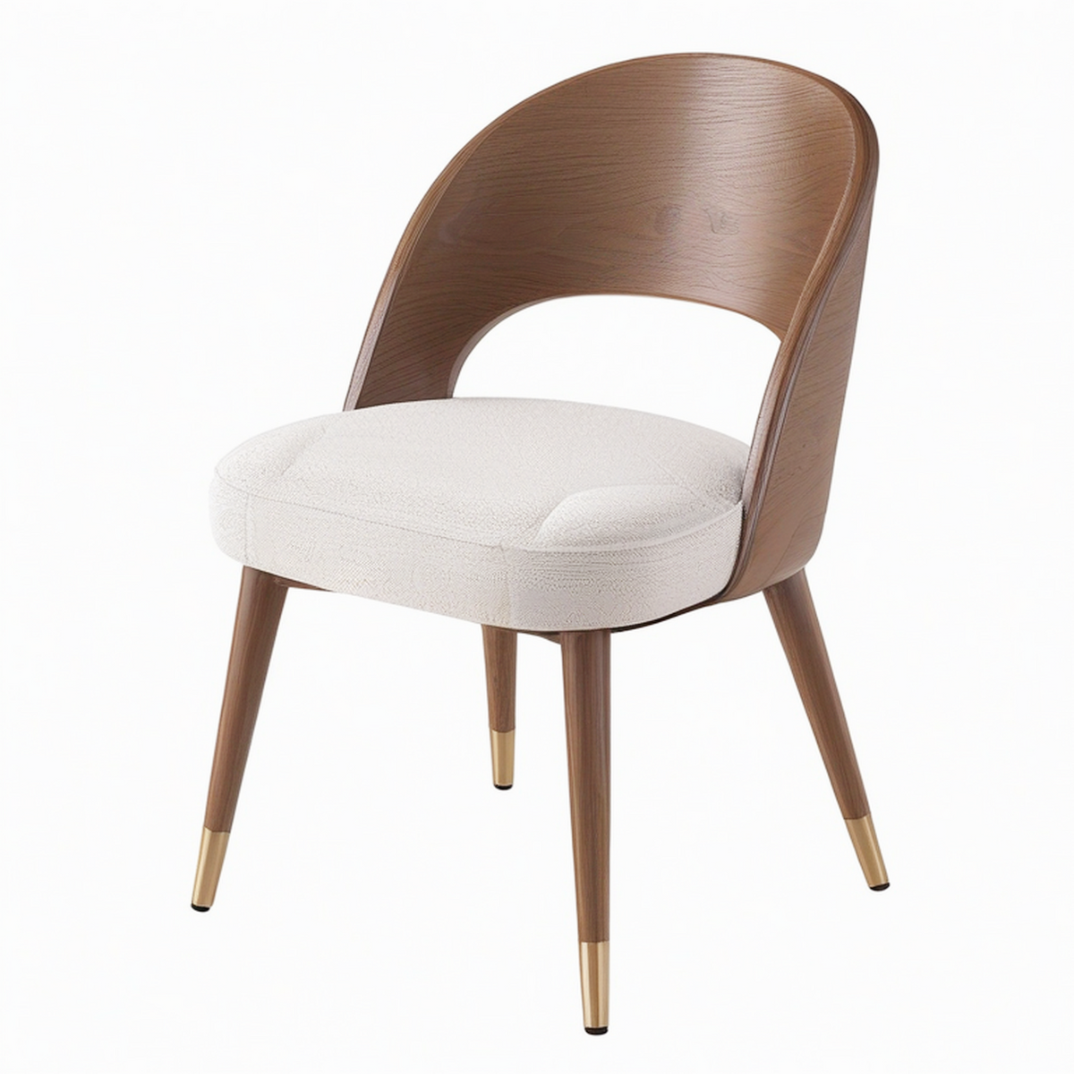 Chaise de salle à manger 55 x 58 x 78 cm en bois marron avec assise textile beige style contemporain