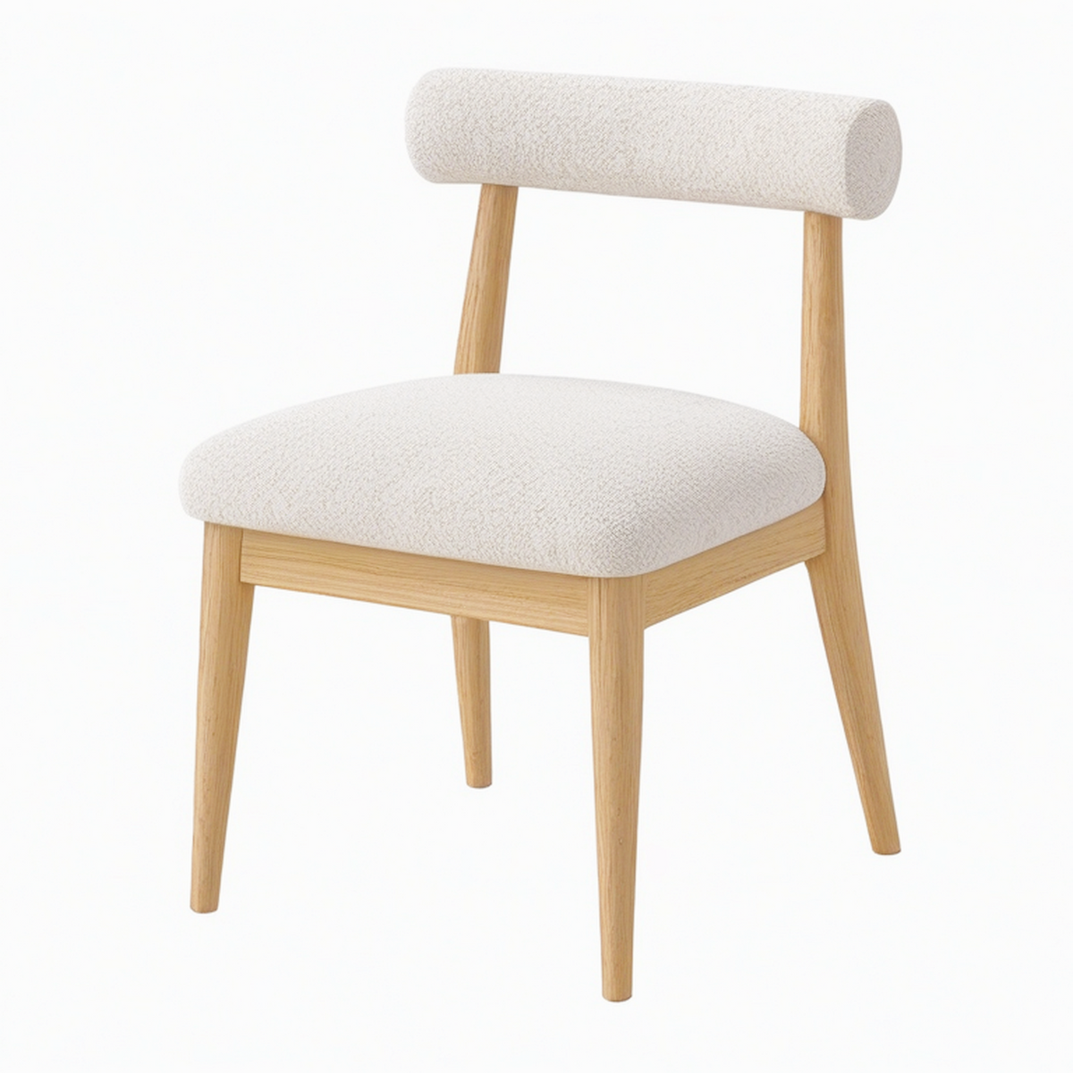 Chaise de salle à manger 52 x 55 x 78 cm en bois et tissu bouclette beige style scandinave