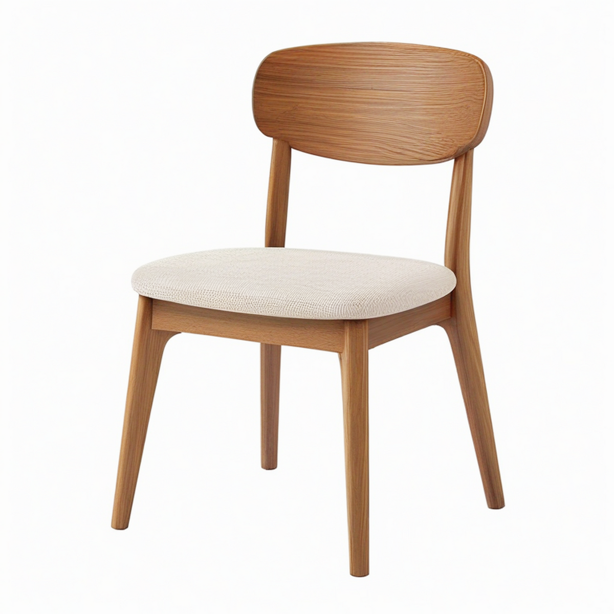 Chaise de salle à manger 50 x 55 x 80 cm en bois brun avec assise en tissu beige style contemporain