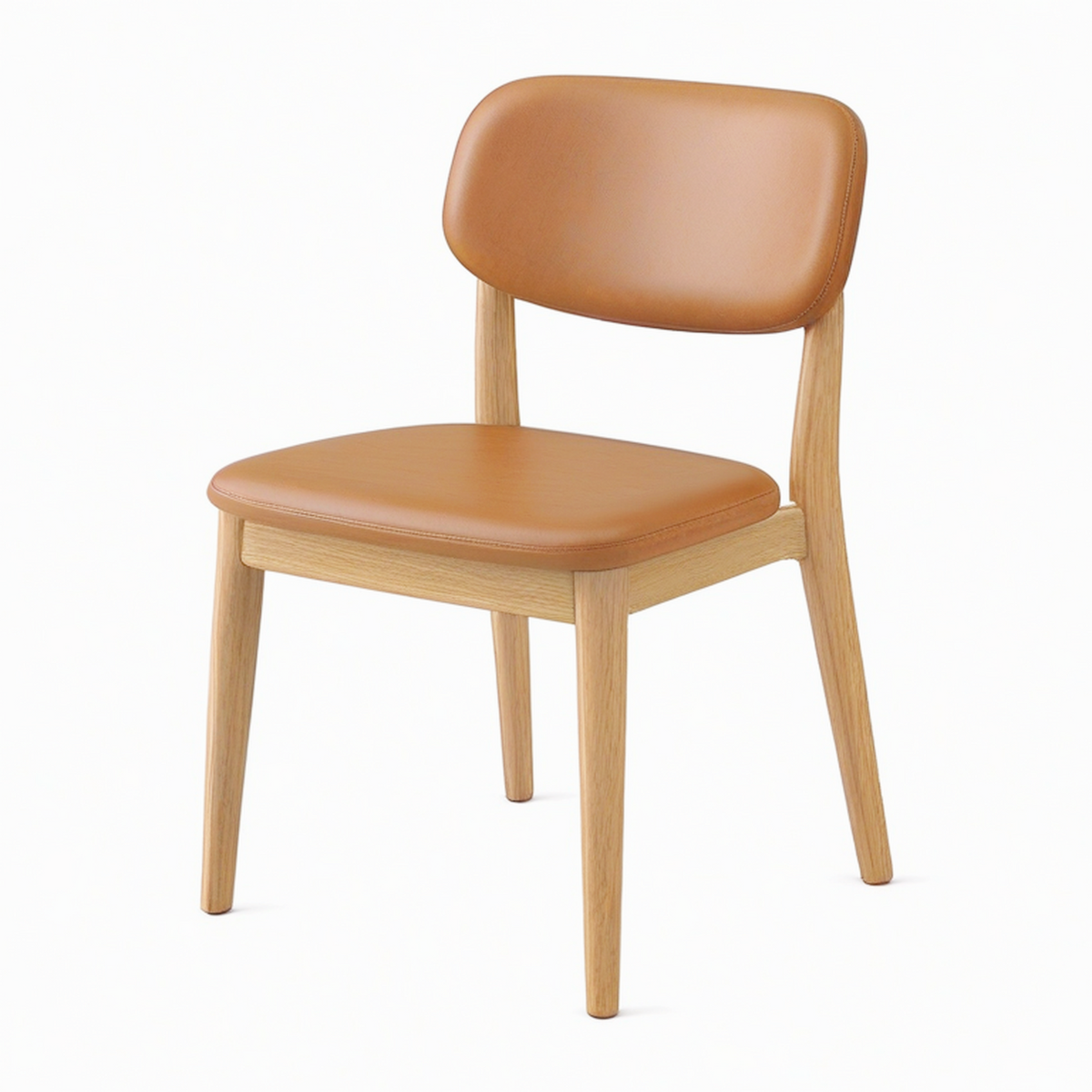 Chaise de salle à manger 48 x 55 x 82 cm bois et revêtement aspect cuir brun style contemporain
