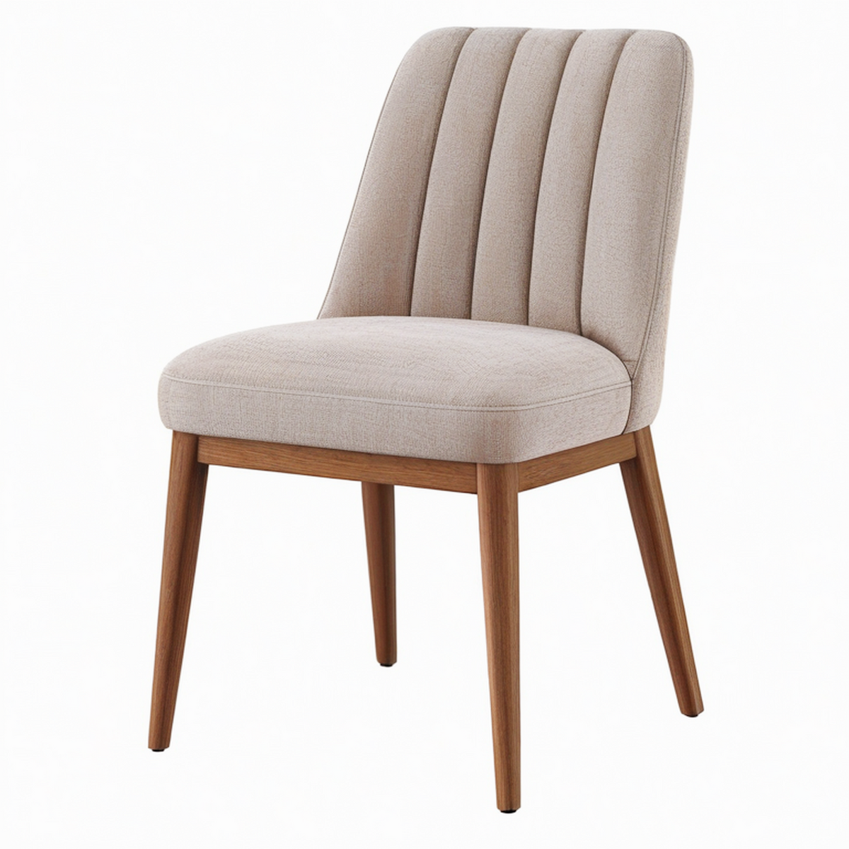 Chaise de salle à manger 50 x 60 x 85 cm en tissu beige avec pieds en bois style contemporain