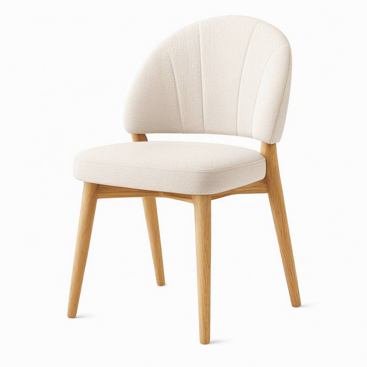 Chaise 55 x 58 x 80 cm en tissu bouclette écru et bois style contemporain