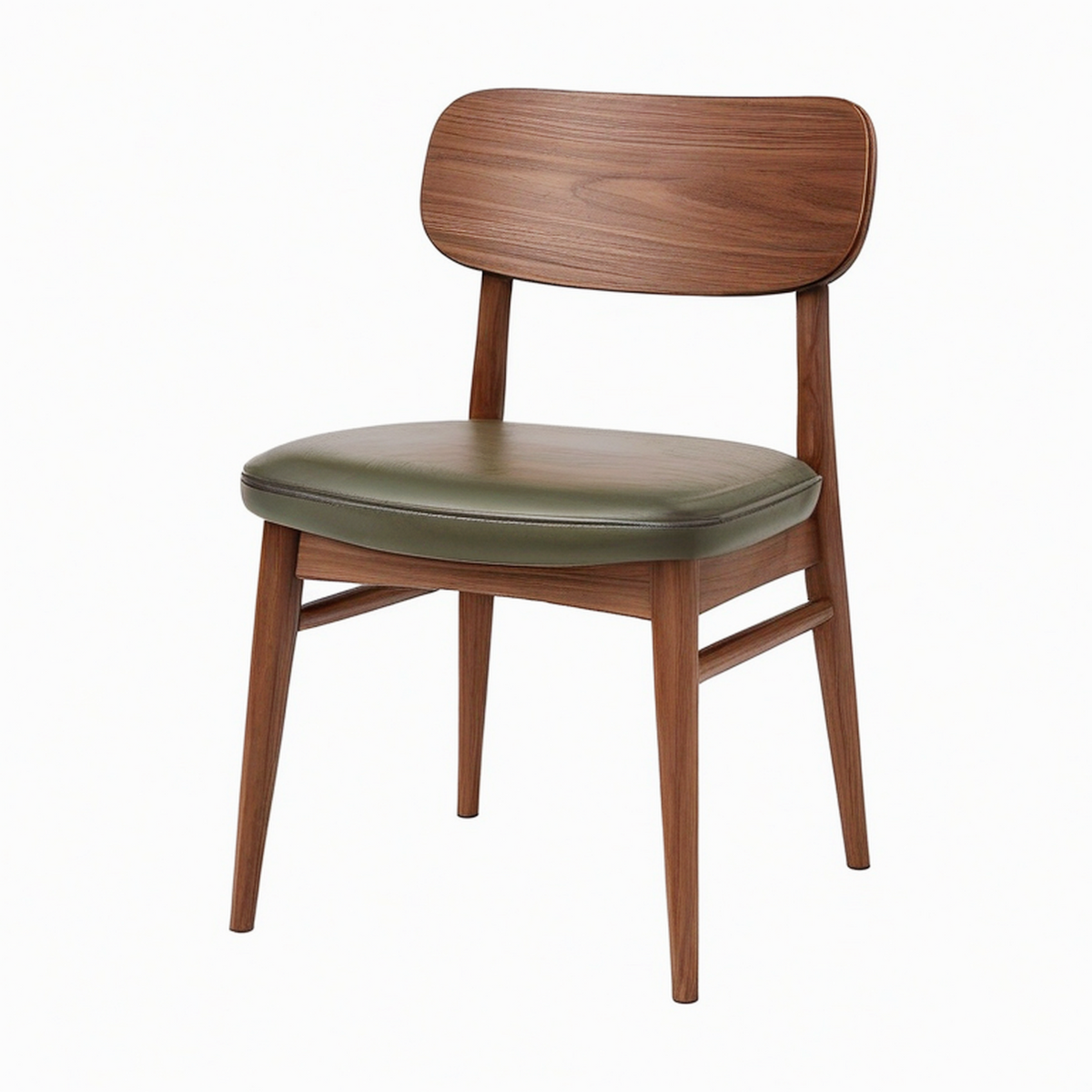 Chaise de salle à manger 52 x 55 x 80 cm en bois brun et assise rembourrée vert olive