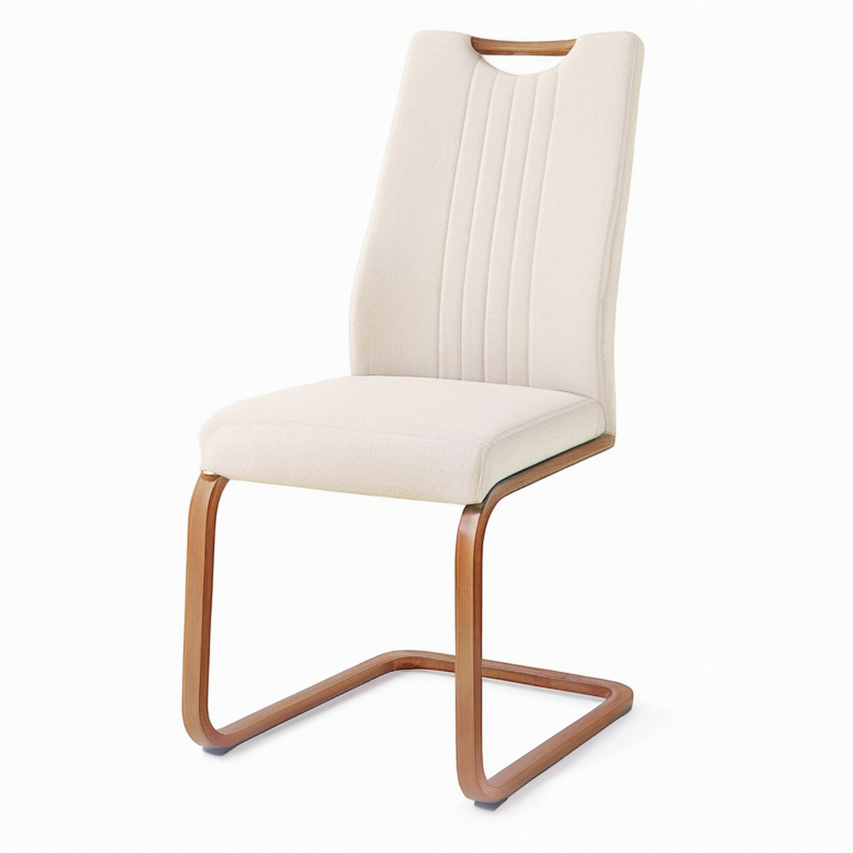 Chaise de salle à manger 48 x 60 x 94 cm en tissu beige et bois style contemporain