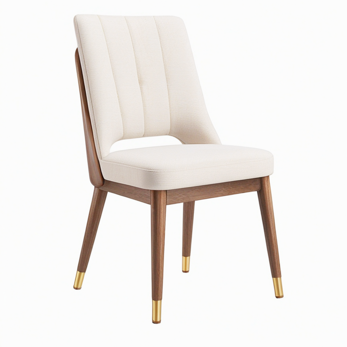 Chaise de salle à manger 52 x 61 x 88 cm en bois et tissu bouclette beige style contemporain