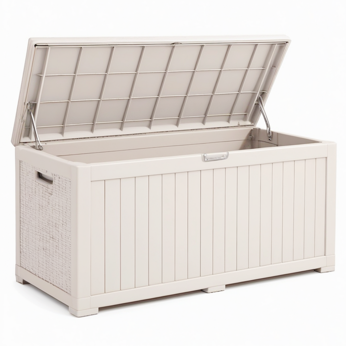Coffre de rangement 120 x 55 x 60 cm en polypropylène beige avec couvercle